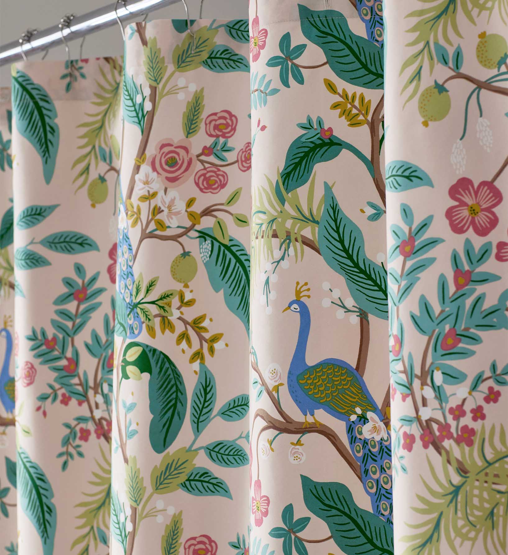 Sateen Shower Curtain - Peacock Blush