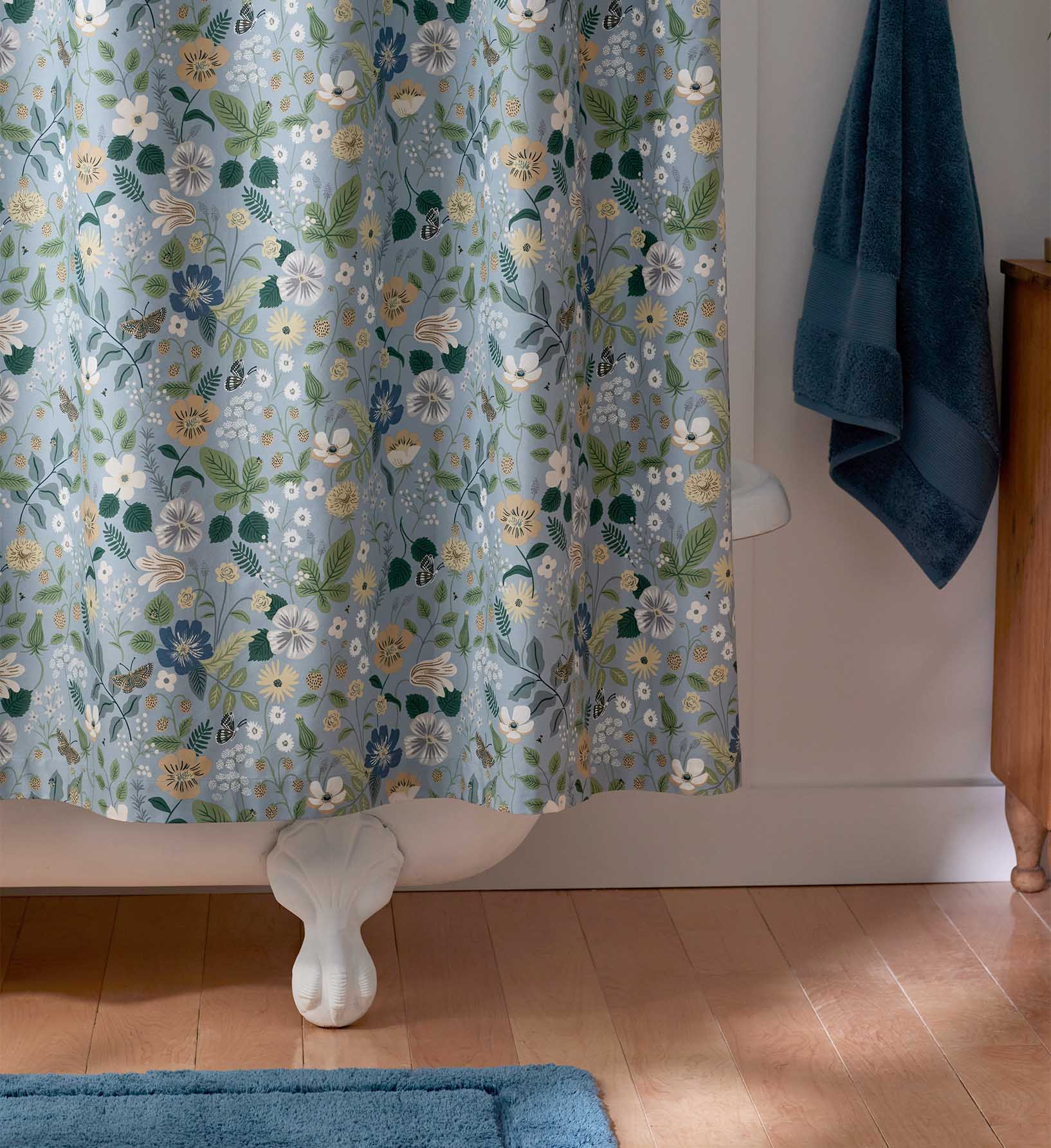 Percale Shower Curtain - Strawberry Fields Slate