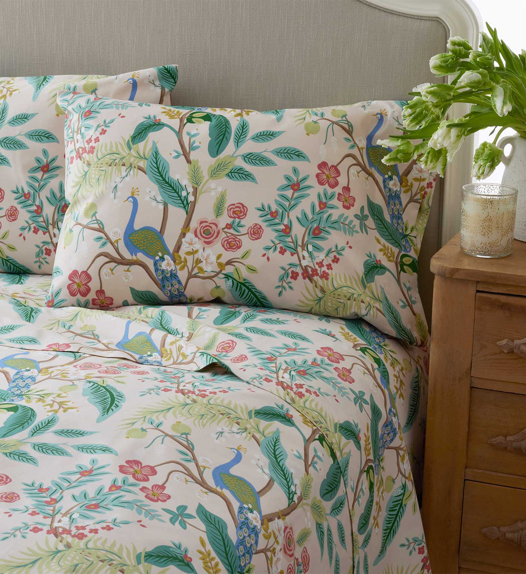 Sateen Fitted Sheet - Peacock Blush